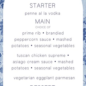Menu Sign - Garden Party Wedding
