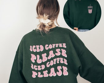IJskoffie Thema Crewneck, Koffie Sweatshirt, Koffieliefhebber Cadeau, Koffie Trui, Koffie Cadeau, Barista Cadeau, Preppy Crewneck