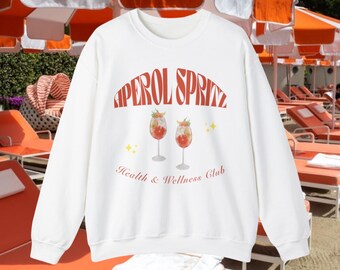 Aperol Spritz Health and Wellness Club Sudadera, Aperol Spritz Crewneck, Cocktail Crewneck, Bachelorette Party Favors, Preppy Crewneck