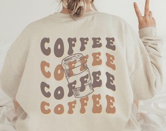 コーヒーをテーマにしたクルーネック、コーヒースウェットシャツ、コーヒー愛好家へのギフト、コーヒーセーター、コーヒーギフト、バリスタギフト、プレッピークルーネック