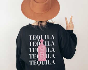 Tequila Rundhalsausschnitt, Tequila Sweatshirt, Tequila Geschenk, lustiges Geschenk, Alkohol Sweatshirt, Preppy Tequila Sweatshirt, Geschenk für Tequila Liebhaber