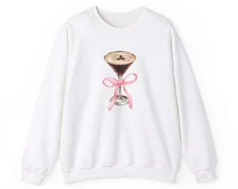 Kokette Espresso Martini Sweatshirt, Espresso Martini Bow Rundhalsausschnitt, Cocktail Crewneck, Junggesellinnenabschied Gefälligkeiten, Preppy Bow Rundhalsausschnitt