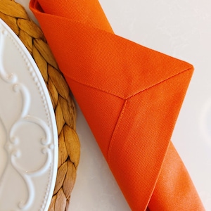 Orange Handmade  Linen Napkins, Dining Table Decor, Farmhouse Decor,  Water Proof Napkins