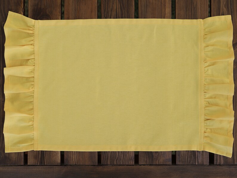 Rustic Yellow Placemats with Delightful Ruffle Detailing, Placemats Set of 4, Water and Stain Resistance Linen Placemats, Mothers Day Gift image 5