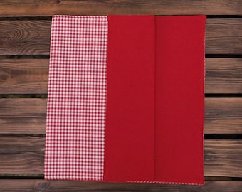 Red and White  Gingham Double Side Runner, Handmade Gifts, Mother Days Gifts, Linen Handmade Runner