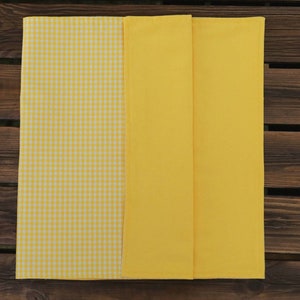 Yellow and White  Gingham Double Side Runner, Handmade Gifts, Mother Days Gifts, Linen Handmade Runner