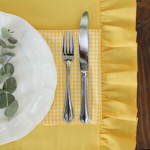 Rustic Yellow Placemats with Delightful Ruffle Detailing, Placemats Set of 4, Water and Stain Resistance Linen Placemats, Mothers Day Gift image 3