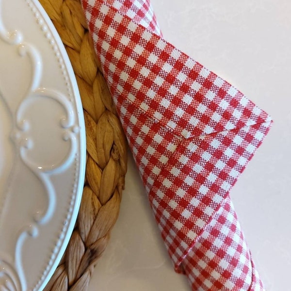 Red Gingham Linen Napkin Cloths, Napkin Set of 4, 6, 8, 12, Table Decor, House Warming Gifts, Farm House Decor, Mothers Day Gift