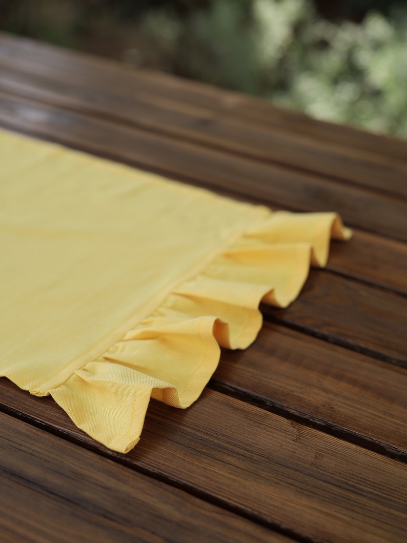Rustic Yellow Placemats with Delightful Ruffle Detailing, Placemats Set of 4, Water and Stain Resistance Linen Placemats, Mothers Day Gift image 6