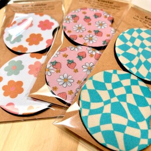 Fun Car Coasters, Unique Car Coasters, Colorful Car Coasters, Retro Car Coasters, Handmade Car Coasters, Car Accessories, Gifts for Her