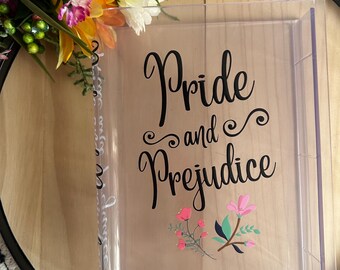 Stolz und Vorurteil Büchervase, Büchervase, Acryl Büchervase, Geschenke für sie, Geschenke für Leseratten, Buch Liebhaber Geschenk, Buch Wohnaccessoires