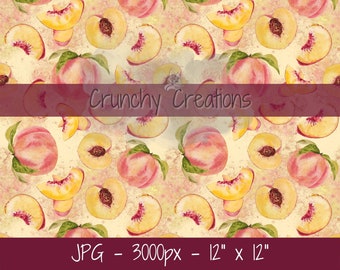 Peaches Digital Paper, Seamless Files for Fabric, Peaches and Cream Art, Fruit Seamless Pattern, Sliced Peaches Art, Fruit Digital Download