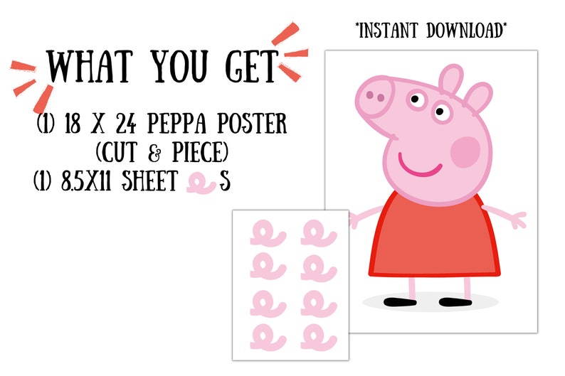 Pin Tail on Peppa Pig Digital Download Peppa Pig Party Game - Etsy
