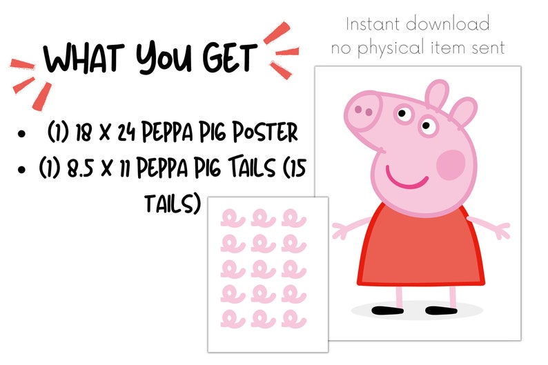 Pin Tail on Peppa Pig Peppa Pig Party Game Peppa Birthday - Etsy