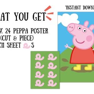 Pin the Tail on Peppa Pig Muddy Puddles Peppa Pin the Muddy - Etsy