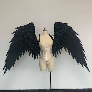 Angel Wings Costume Adult For Photography Fantasy Photoshoot Cosplay Black Model Festival Nightclub Decoration