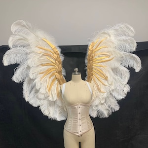 Angel Ostrich Feather Wings Adult For Boudoir Photography Photoshoot Cosplay Costume Model Gold White Royal Festival Nightclub Decoration
