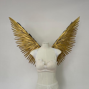 Small Golden Angel Wings Costume For Photography Photoshoot Cosplay Model Festival Nightclub Decoration Party Real Feathers Wings Costume