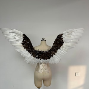 White Grey Angel Wings Costume Small Wings From Feathers For Photoshoot Fantasy Cosplay Boudoir Photography Wall Decoration