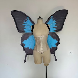 Schwarz Blau Schmetterling Flügel Für Fotografie Boudoir Shooting Cosplay Kostüm Festival Handmade Elfe Fee Dekoration Fantasy
