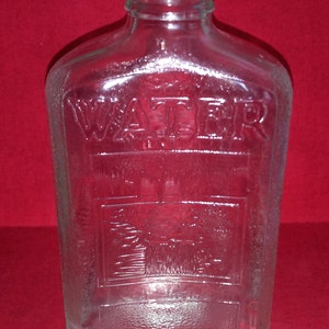 Vintage Hemingray light green glass water bottle ~ #14 bottle ~ embossed ~ 1 QT bottle ~ 1932 ~ collectible ~ decorative (#AP7)