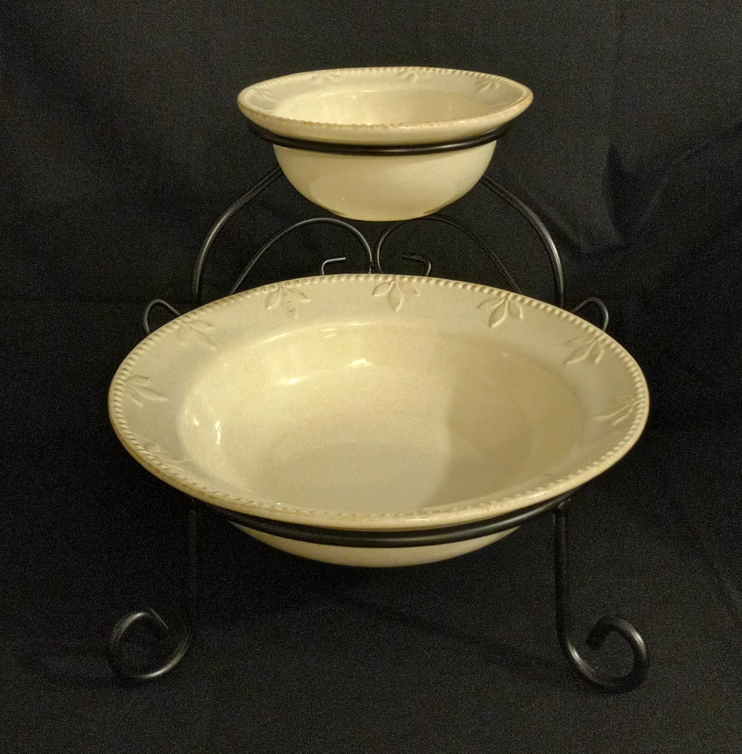 Chip and Dip Bowls With Metal Stand Etsy