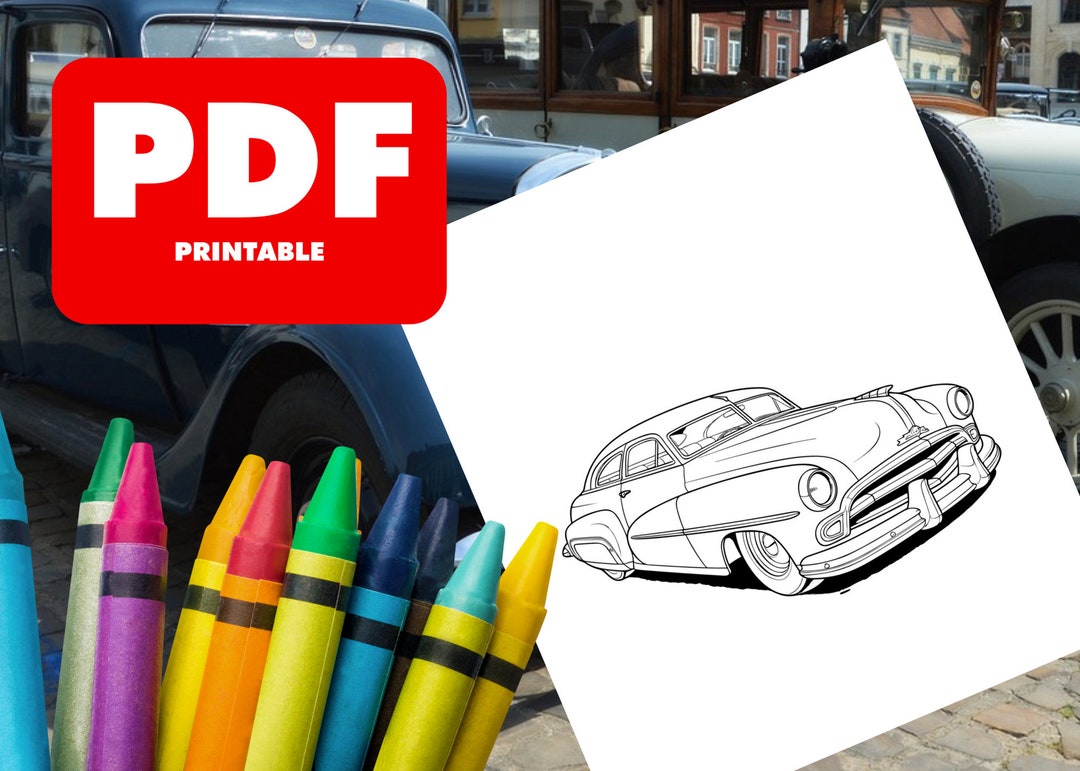 Hot Rod Printable Coloring Pages Dynamic Drives - Etsy