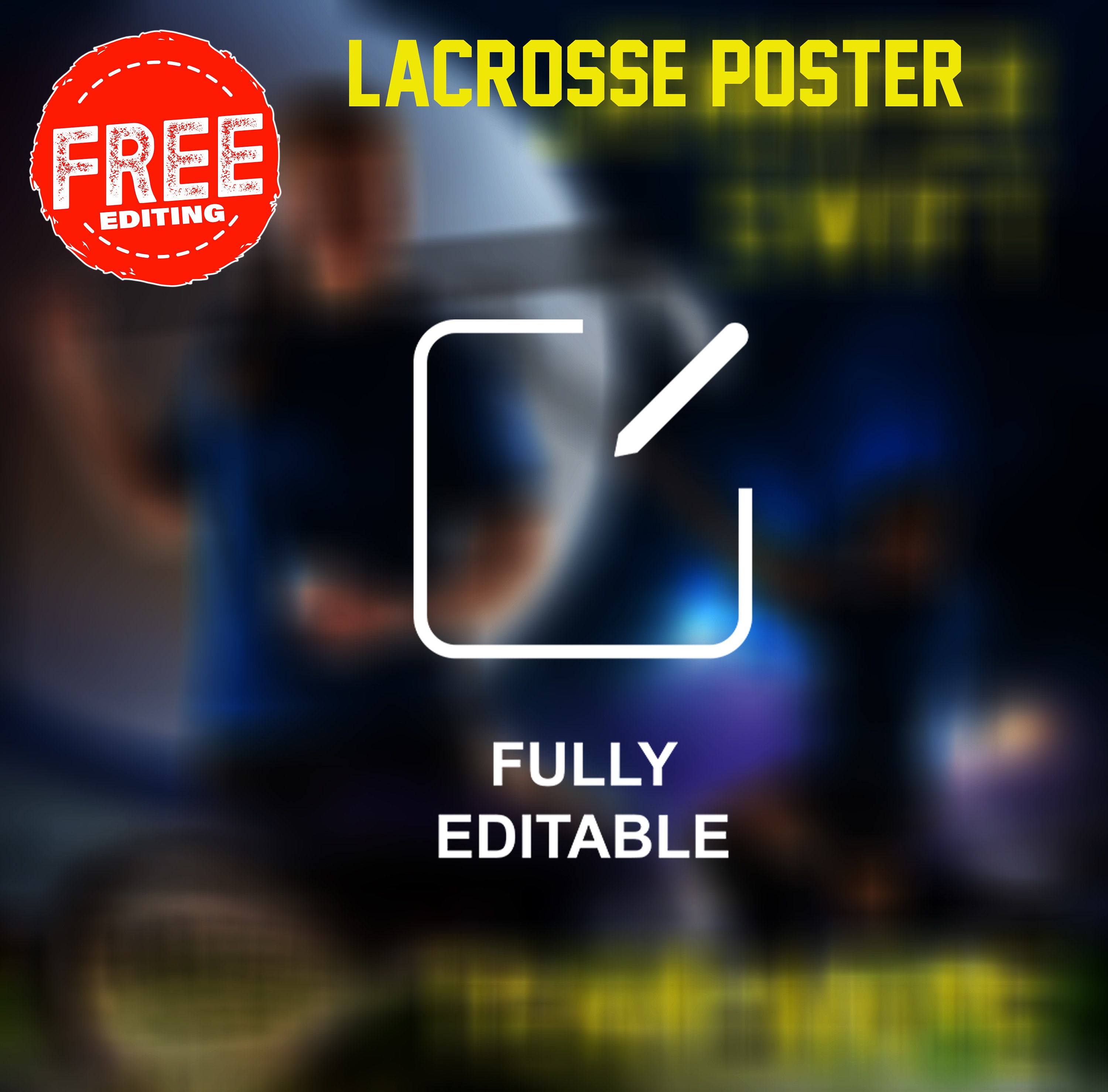 Custom Lacrosse Posters Senior Night Editable Template Lacrosse Background Etsy