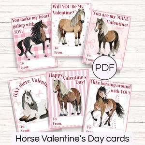 Horse Valentines Cards Printable Classroom Non Candy Horse Girl Valentine Exchange Cards kids Valentine Equestrian Animal Horse Lover Cards