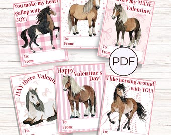 Horse Valentines Cards Printable Classroom Non Candy Horse Girl ...