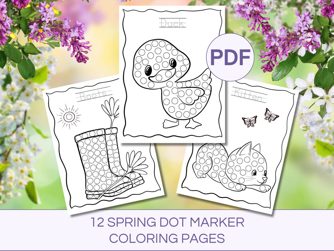 Printable Spring Dot Marker Coloring Pages for Kids Dot Activity Easter ...