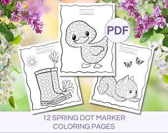 Printable Spring Dot Marker Coloring Pages for Kids Dot Activity Easter ...