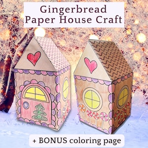 Gingerbread Paper House Template Printable Gingerbread House Coloring Craft Christmas Coloring Activity for Kids Classroom Activities