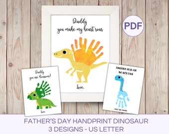 Father's Day Handprint Craft Printable Dinosaurs Happy Father's