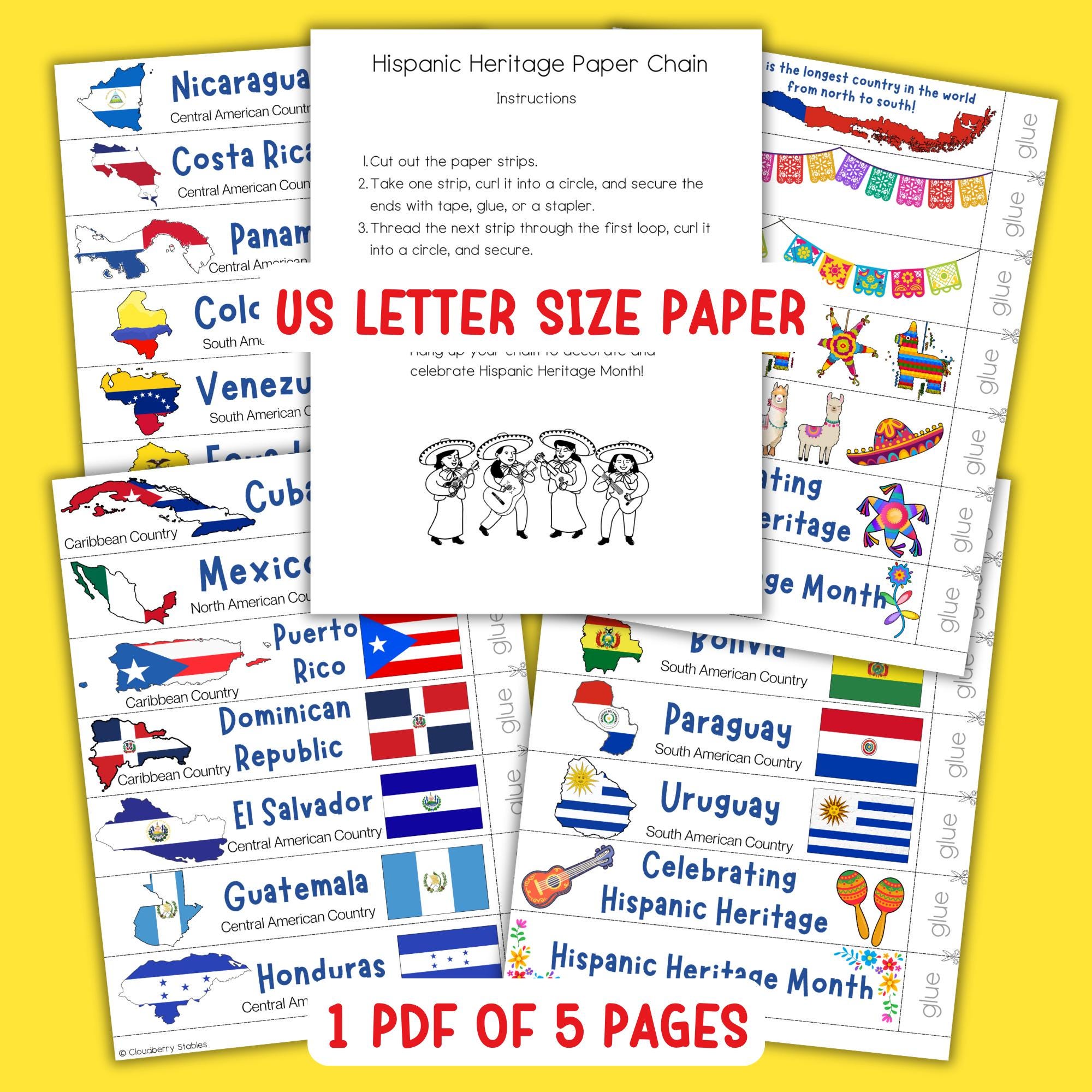 Hispanic Heritage Month Paper Chain Challenge Craft Activity for Kids ...