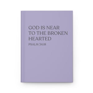 Christian Memory Journal Grief Hardcover Notebook Loss of Mother Father Daughter Son Memorial Remembrance Faith Keepsake Diary God is Near Purple