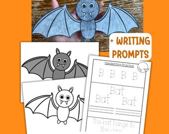 Bouw een vleermuis Knutselen voor kinderen, schrijfinstructies vleermuis klaslokaal herfst herfst activiteit Knippen en lijmen, vleermuis kleurplaten Halloween prikbord