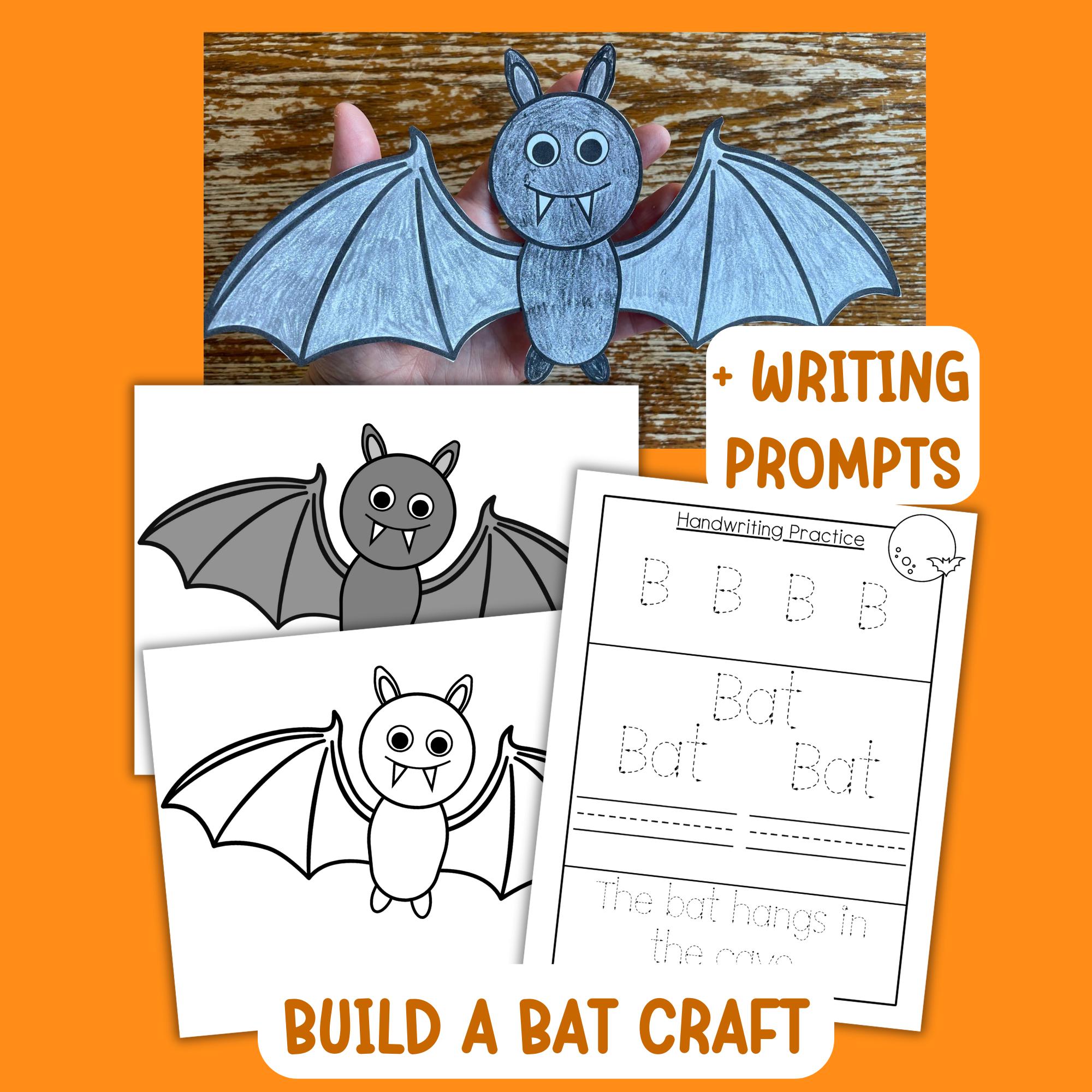 Build a Bat Paper Craft for Kids, Bat Writing Prompts Classroom Fall…