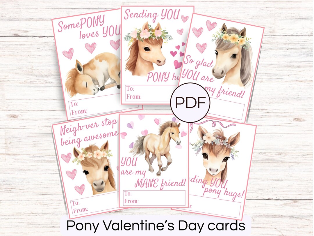 Horse Valentines Cards Printable Classroom Non Candy Horse Girl ...