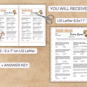 Printable Horse Color Trivia Game, Equestrian Trivia, Equestrian ...