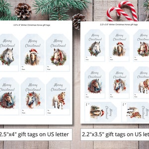 horse gift tags on US letter