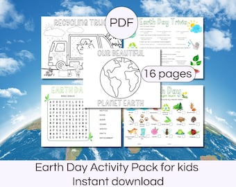 Earth Day Aktivitätspaket für Kinder Druckbare Earth Day Färbung Zero Waste Earth Day Klassenzimmer Aktivitäten Earth Day Kinder Vorschul Arbeitsblätter
