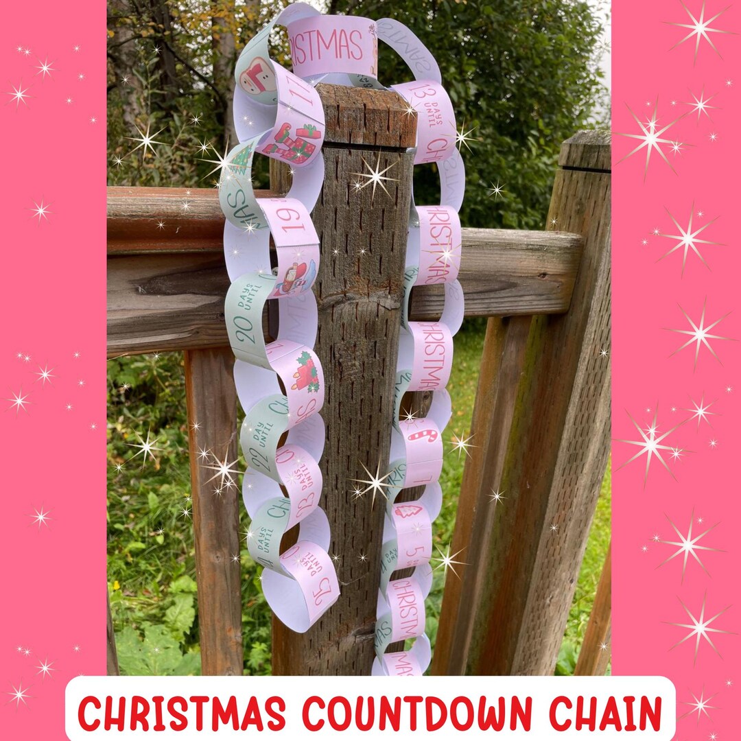 Christmas Countdown Paper Chain Holiday Craft, Printable Advent