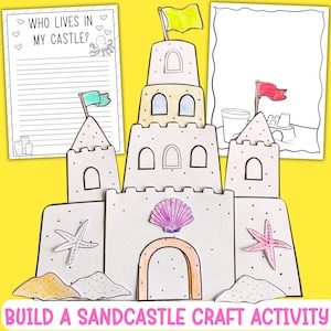 Build a Sandcastle Craft Activity for kids, Cut & Paste Build a Craft Printable Summer Coloring Pages Writing End of the Year Beach Activity
