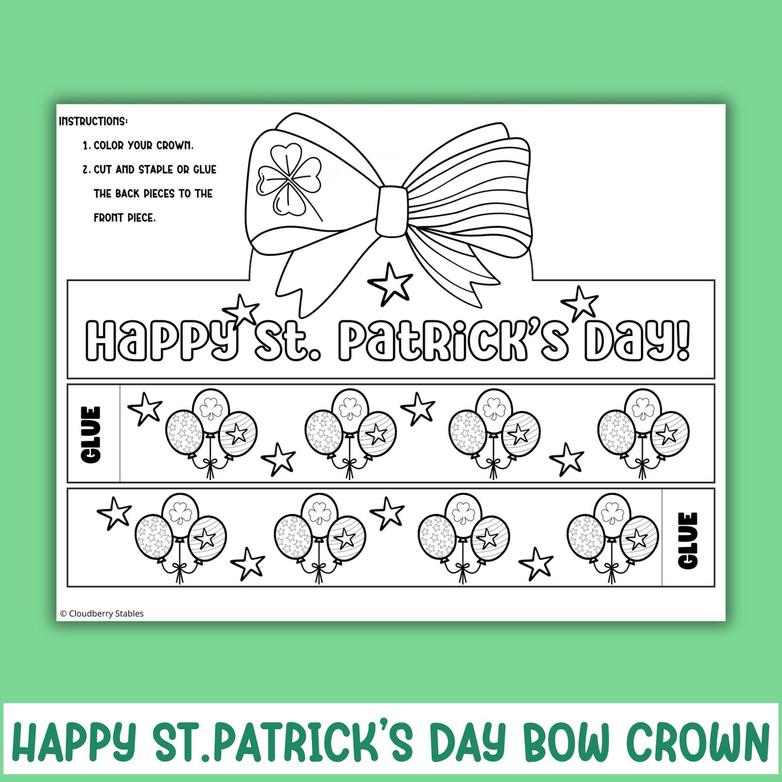 St. Patrick's Day Paper Crowns, Leprechaun Paper Hat Craft, St Patricks ...