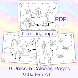 10 Printable Unicorn Coloring Pages for Kids Unicorn Coloring Sheets Kids Coloring pages Unicorn Birthday Party Favor Unicorn Activity Book