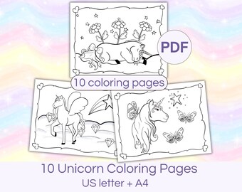 10 Printable Unicorn Coloring Pages for Kids Unicorn Coloring Sheets Kids Coloring pages Unicorn Birthday Party Favor Unicorn Activity Book