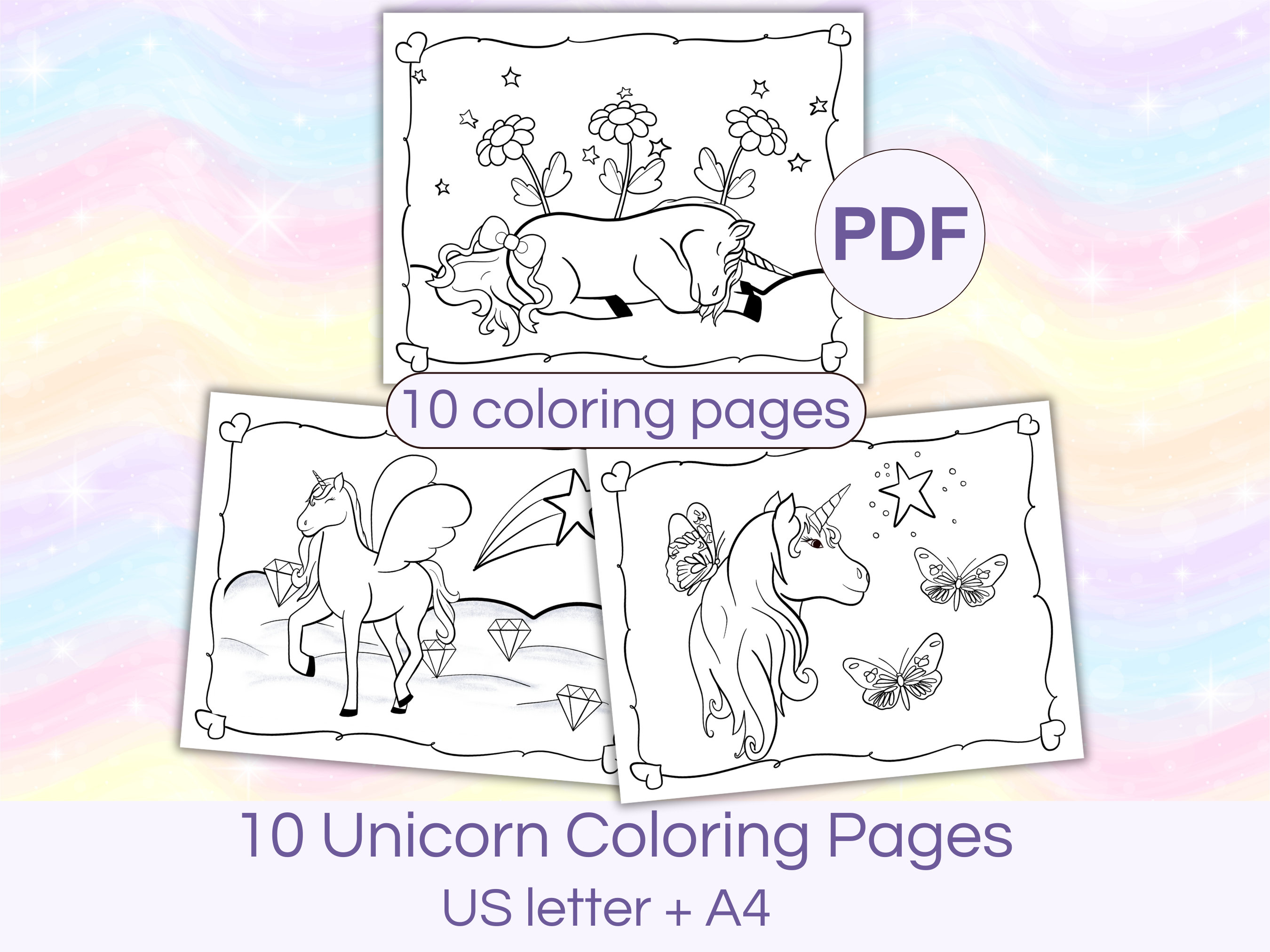 10 Printable Unicorn Coloring Pages for Kids Unicorn Coloring Sheets ...