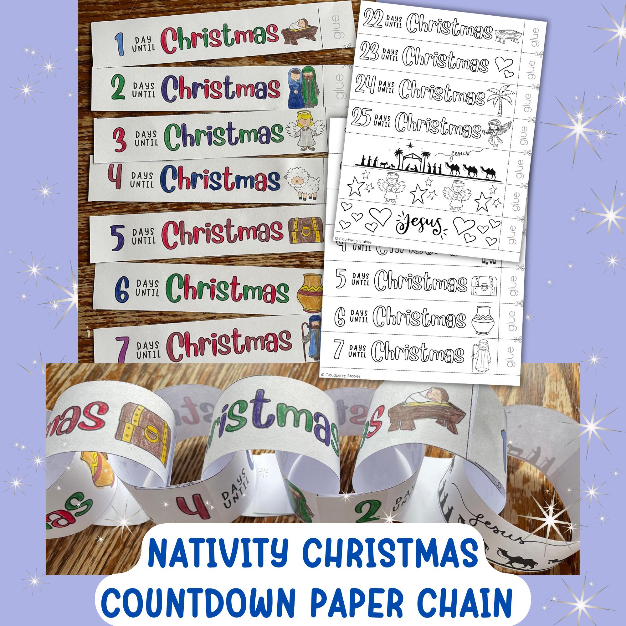 Nativity Countdown Paper Chain Holiday Craft, Printable Coloring…