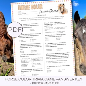 Printable Horse Color Trivia Game, Equestrian Trivia, Equestrian ...